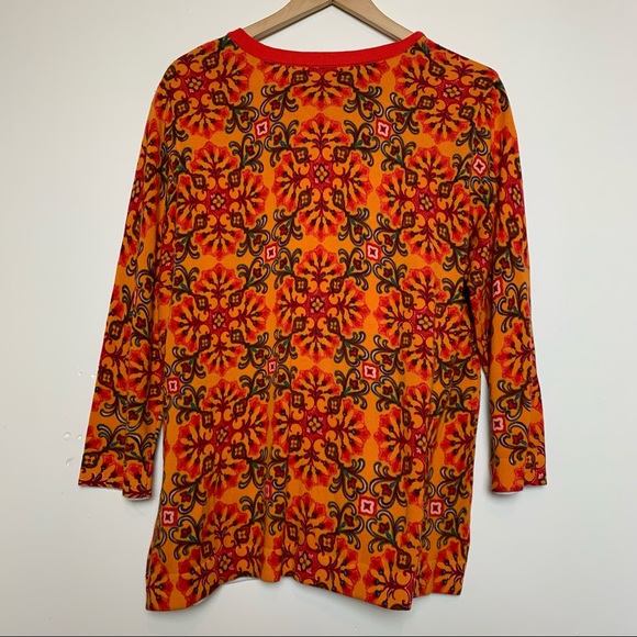 Isaac Mizrahi Live Orange Floral Cardigan Women’s Size Large - Picture 5 of 7